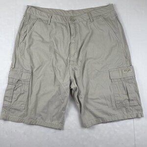 Wrangler Cargo Shorts Men’s 40 Flat Front Beige Lightweight Cotton Hike Outdoors